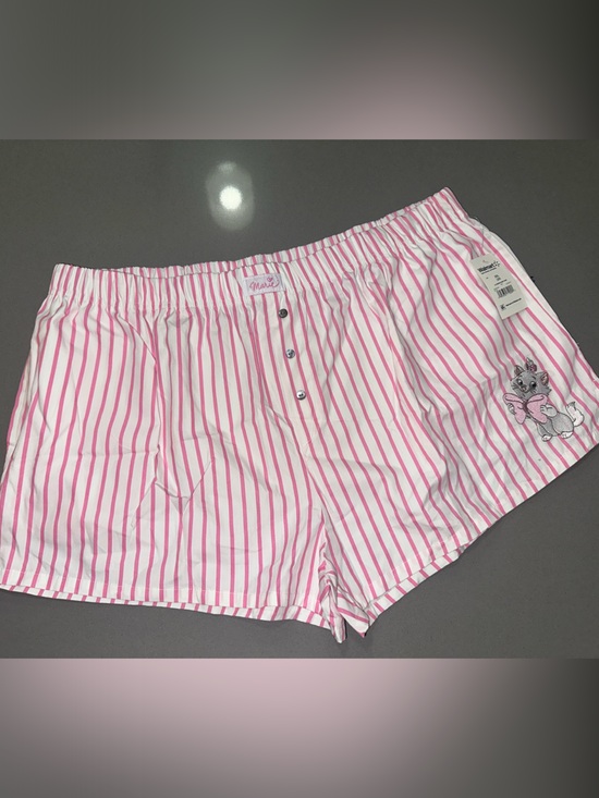 Disney Pants - Disney Pink and White Striped Lounge Shorts with Marie Cat